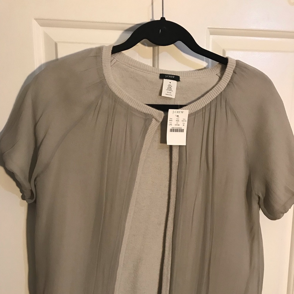 J.Crew Gray Cashmere/Wool/Silk Short Sleeve Shell